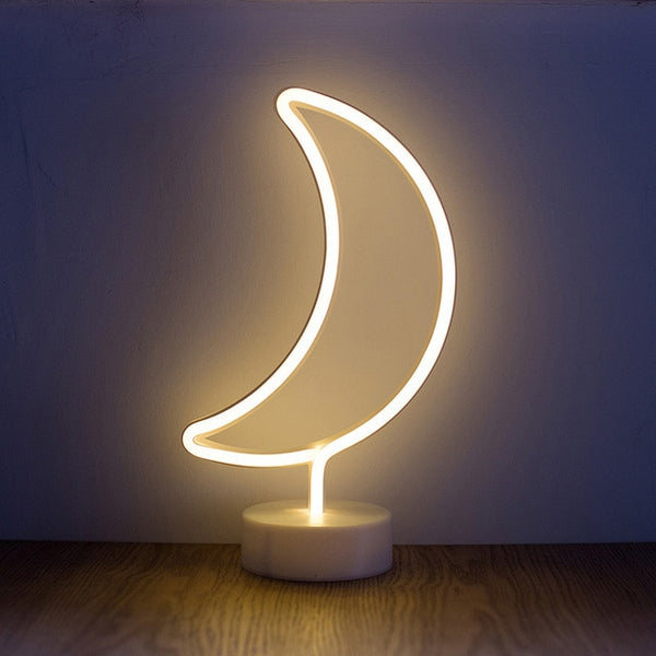 ROPIO LED Neon Abajur Night Light Desk Lamp Star Moon Thunder Battery Operated for Holiday Light Festival Party Wedding Decor