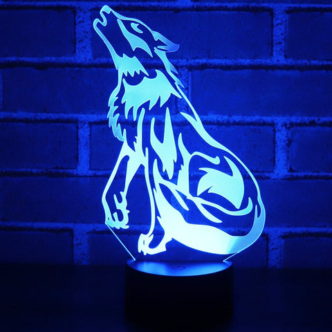 3D LED Night Light Wolf Howl with 7 Colors Light for Home Decoration Lamp Amazing Visualization Optical Illusion Awesome