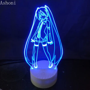 Hatsune Miku 3D LED Night Light Anime Girl Color Changing Atmosphere Lamp for Kids Sleeping Light Touch Holiday Children Gift